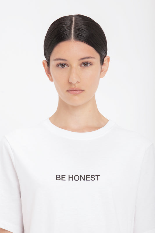 Slogan Tee In White Be Honest