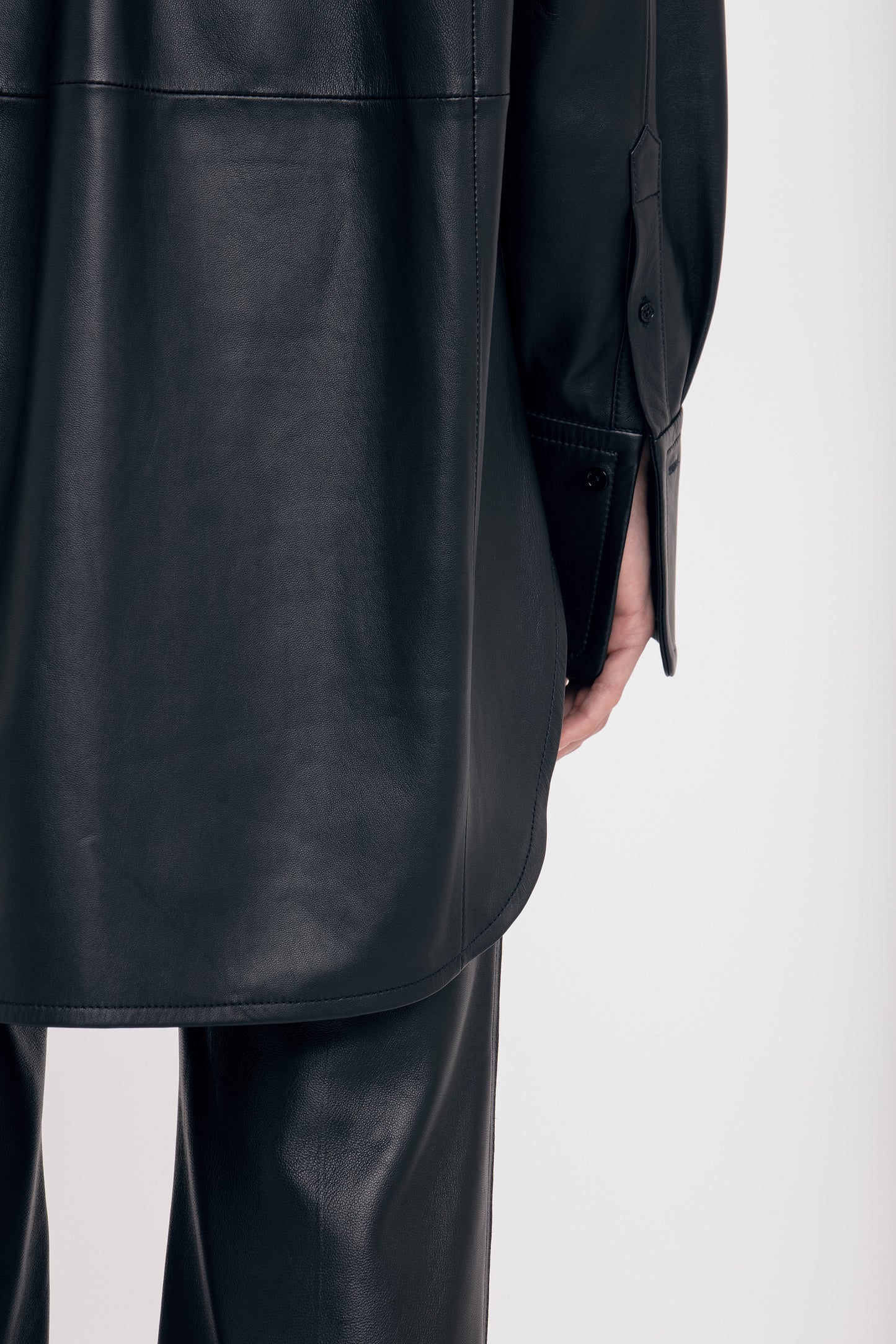 Oversized Shirt In Black Leather