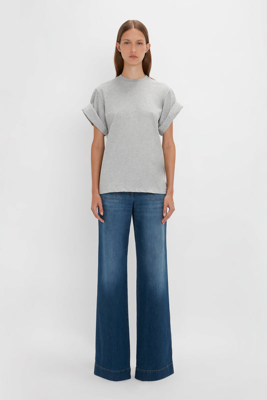 Asymmetric Relaxed Fit T-Shirt In Grey Marl