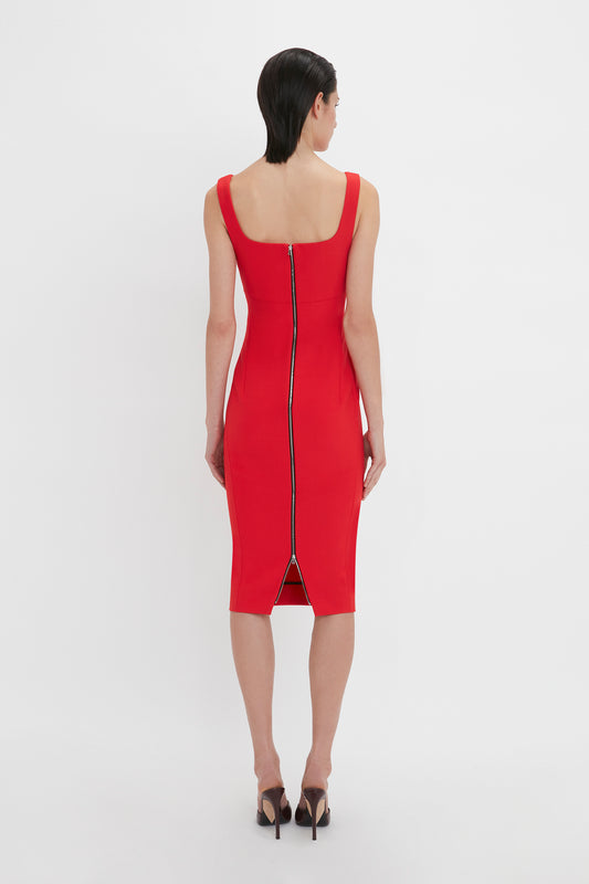 Sleeveless Fitted T-Shirt Dress In Bright Red
