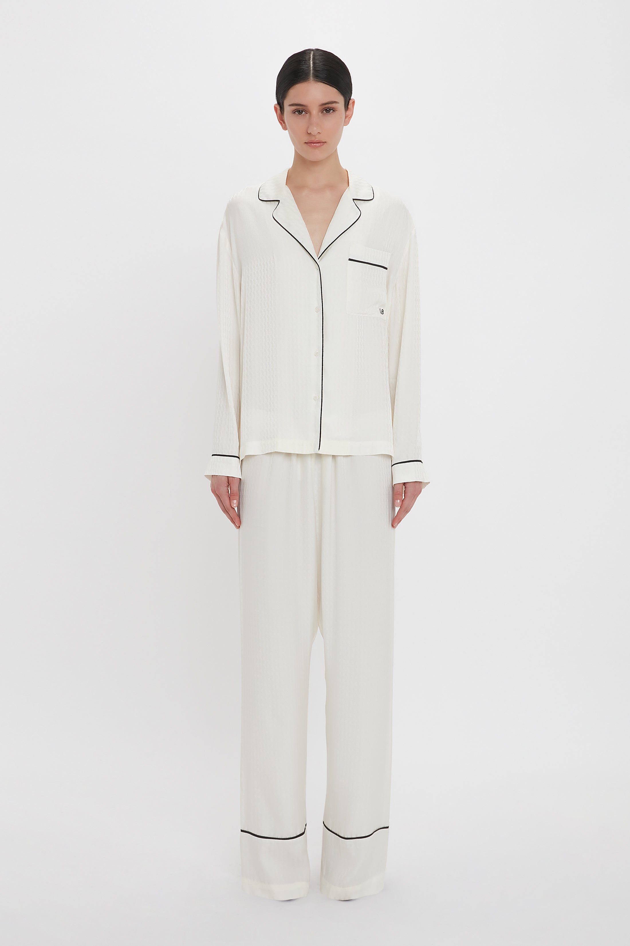 VB Monogram Pyjama Sleep Set In Ivory – Victoria Beckham Inc