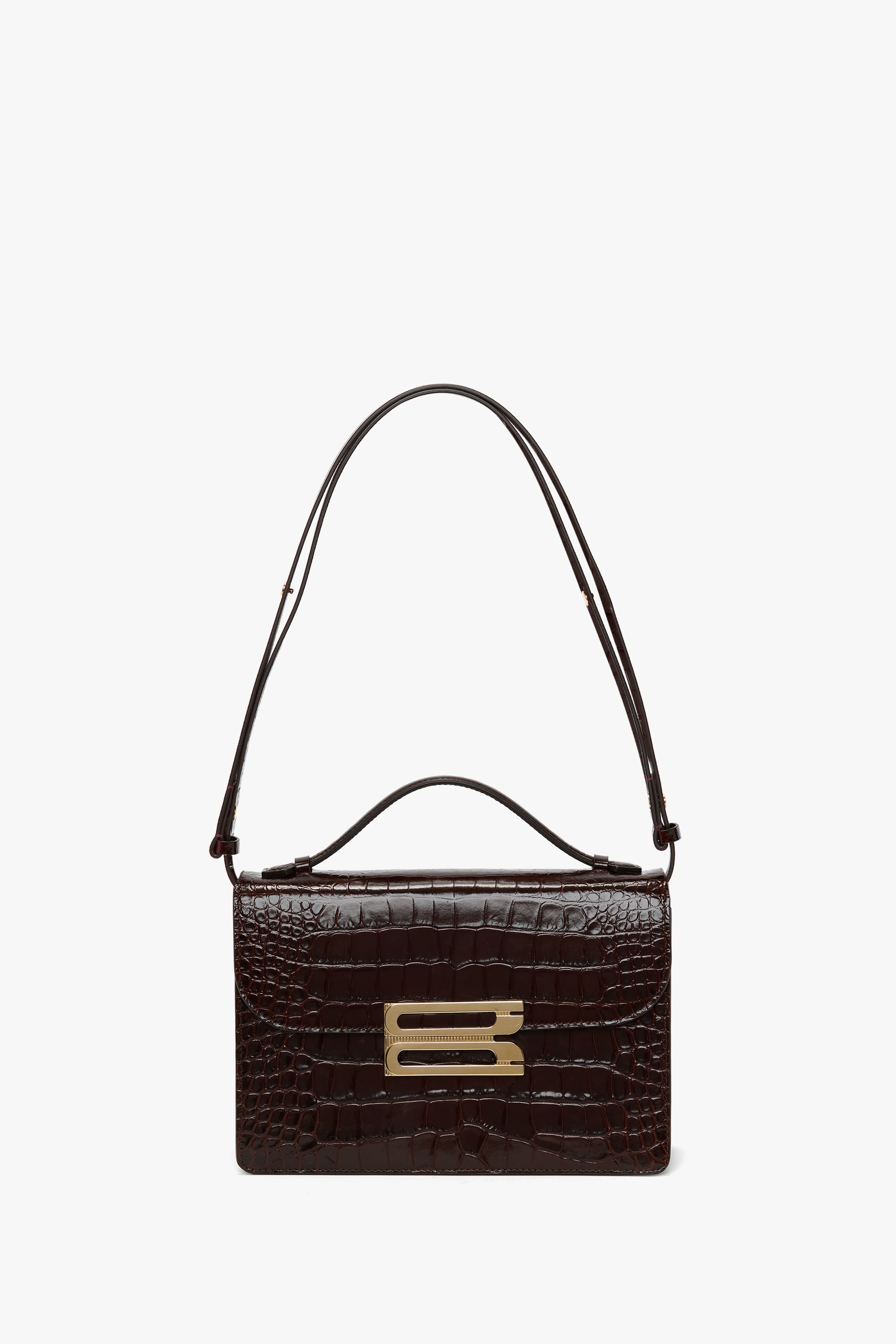 【VICTORIA BECKHAM】Dorian レザーショルダーバッグ Dorian Bag In Dark Brown Croc Embossed Leather – Victoria