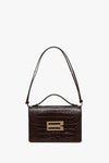Dark Brown Croc Embossed Leather