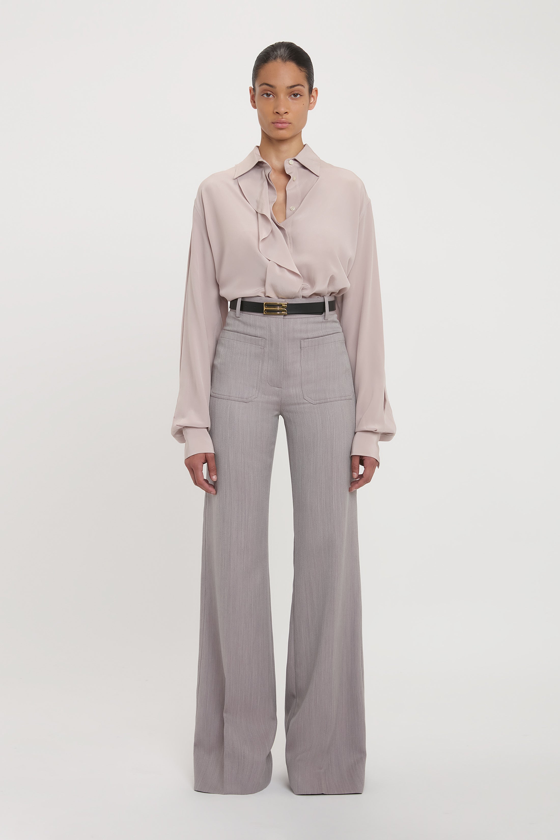 Tシャツ・カットソー Victoria Beckham 'Asymmetric Ruffle' blouse Asymmetric Ruffle Blouse In Heather – Victoria Beckham Inc