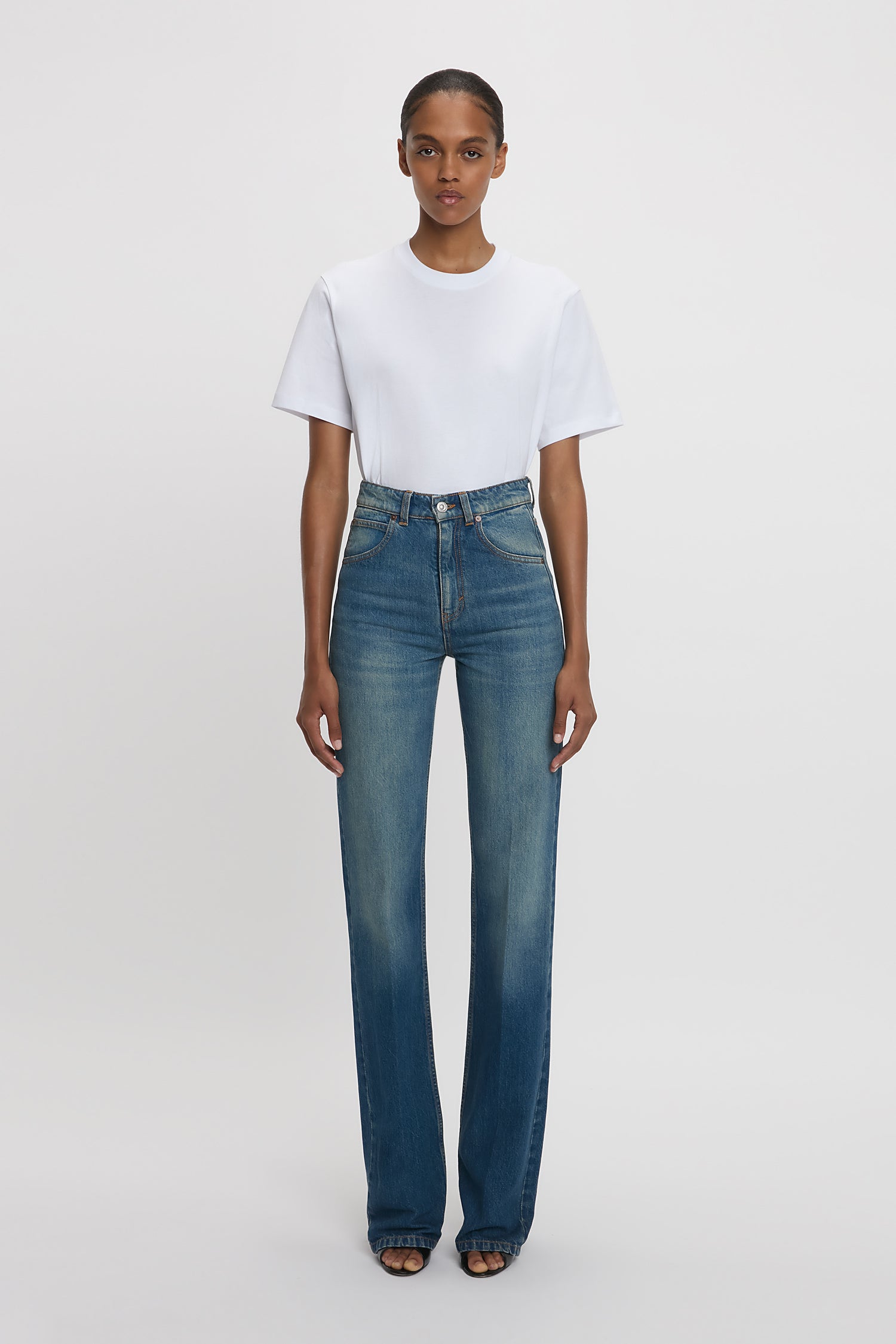 Julia High Waisted Stretch Jean In Mid Blue