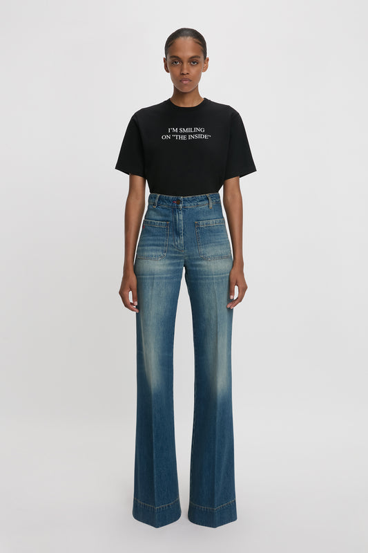 Slogan Tee in Black I'm Smiling On The Inside