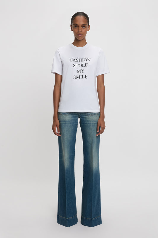 Slogan Tee In White Fashion Stole My Smile
