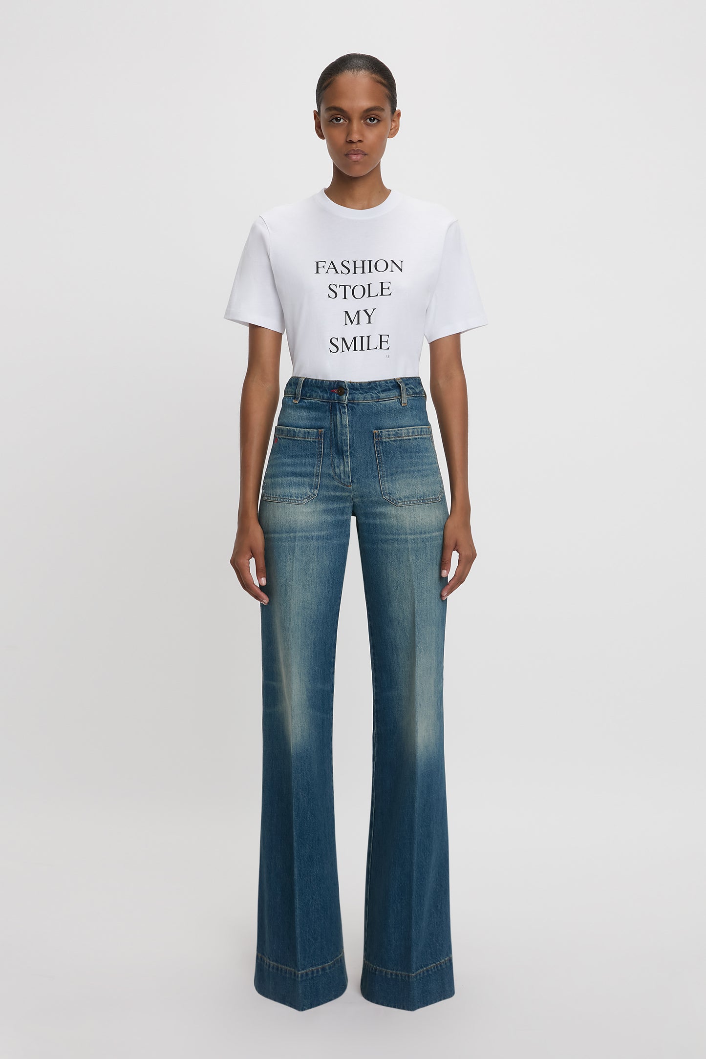 Slogan Tee In White Fashion Stole My Smile