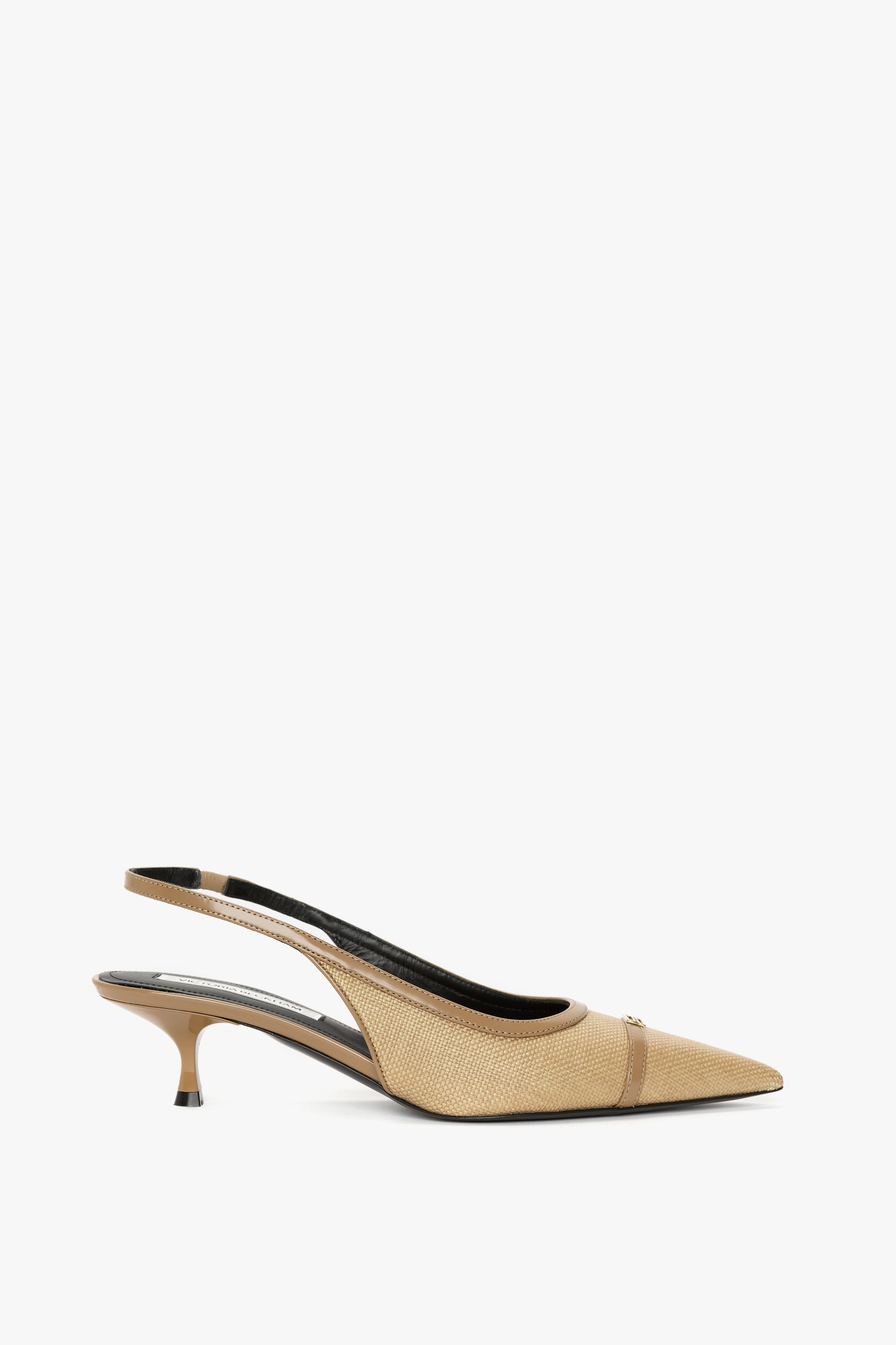 Rafia Slingback Kitten Heel In Light Beige – Victoria