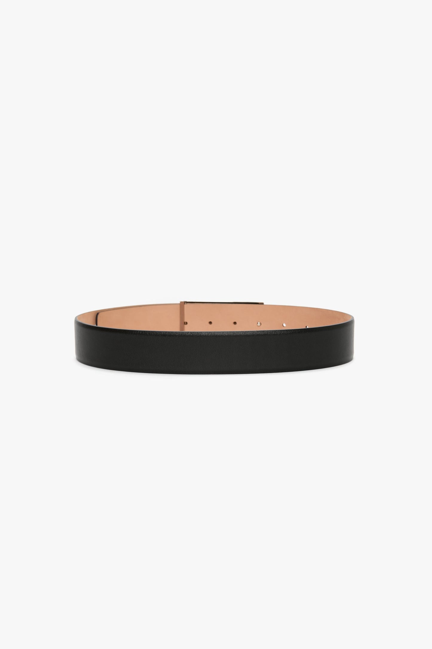 Silver Buckle Jumbo Dorian Belt In Black Grained Leather
