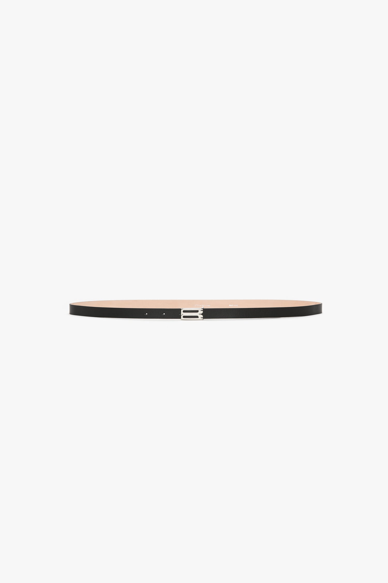Silver Buckle Micro Dorian Belt In Black Grained Leather