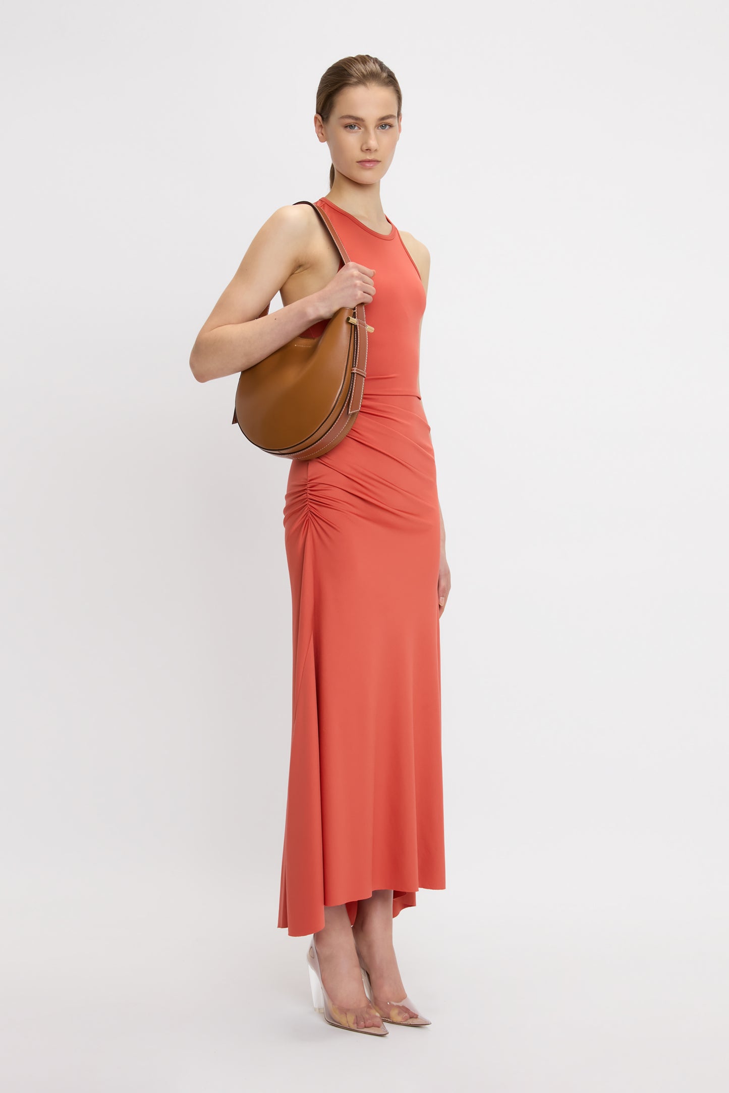 Medium Dia Hobo Bag In Tan Leather