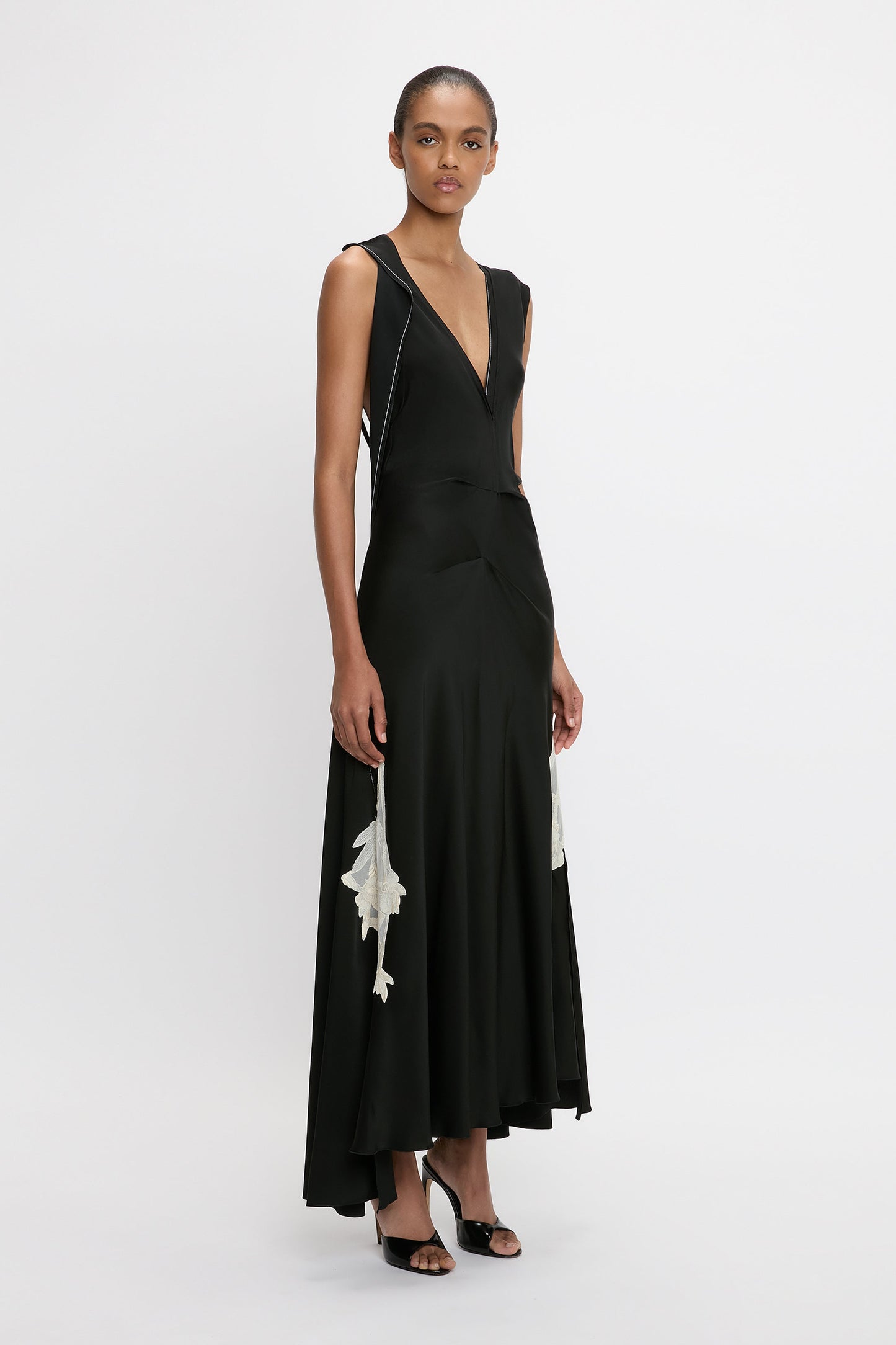 Lace Midi Dress In Black