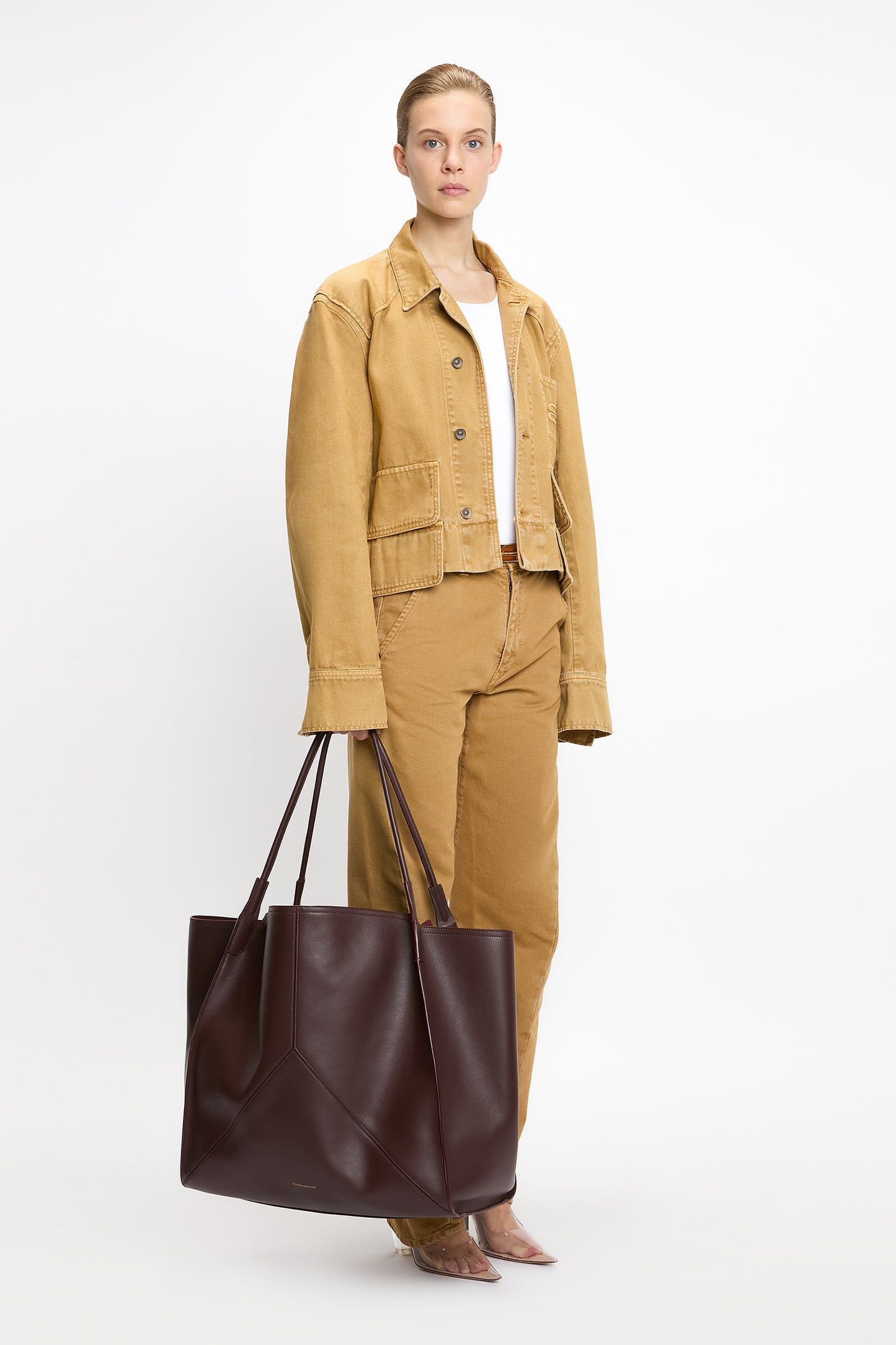 Victoria  Travel Tote In Burgundy Soft Leather