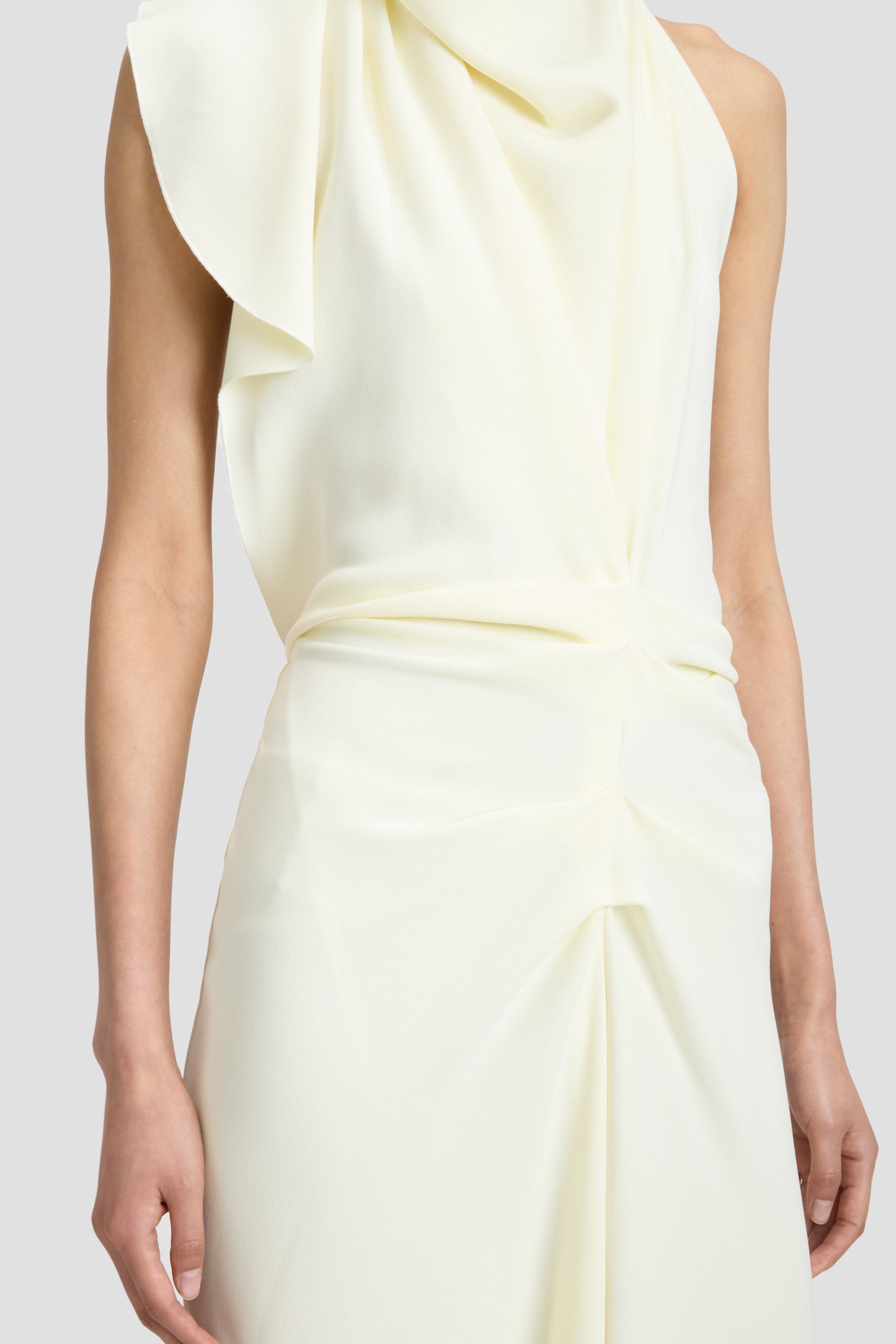 Backless Scarf Detail Midi Dress In Vanilla