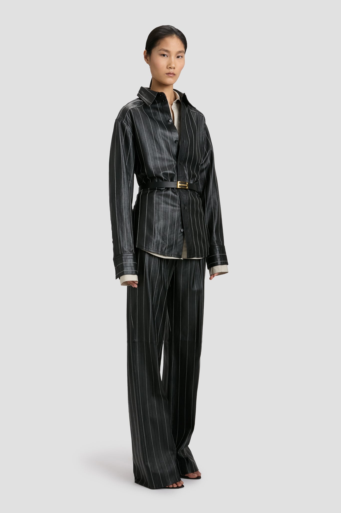 Leather Shirt In Black-Ivory