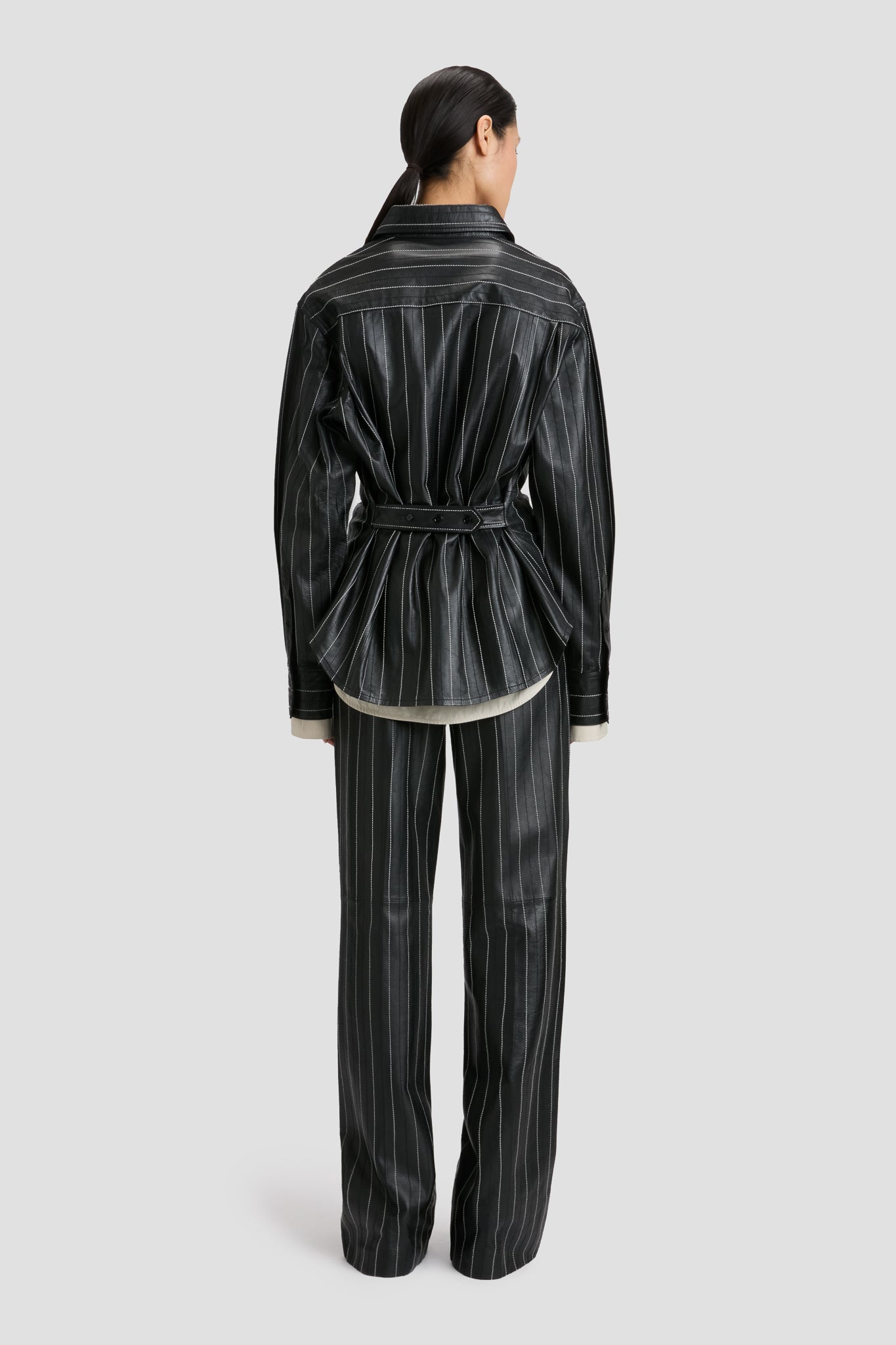 Leather Shirt In Black-Ivory