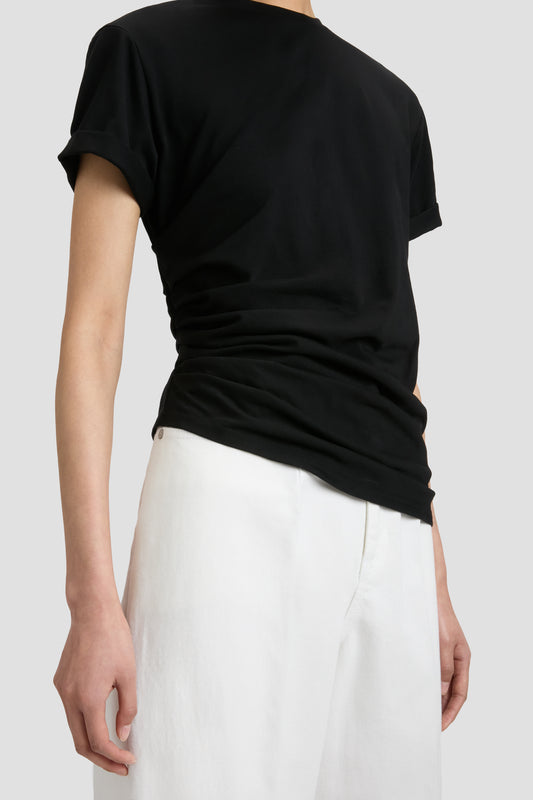 Gathered T-Shirt In Black