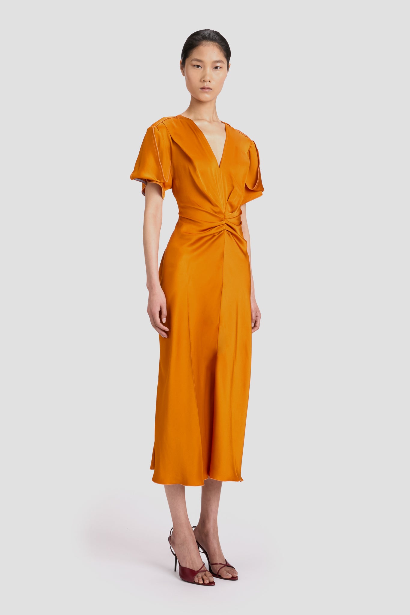 Eve Midi Dress In Sunset Orange