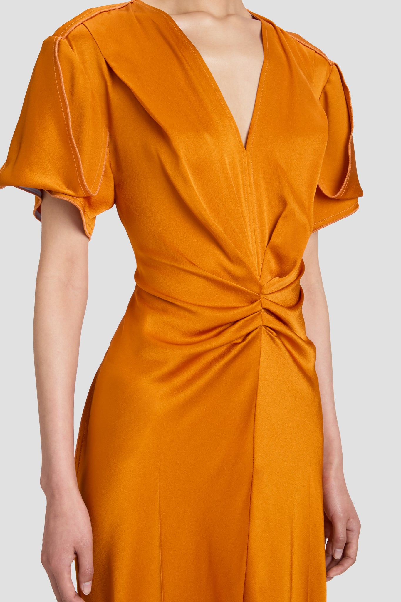 Eve Midi Dress In Sunset Orange