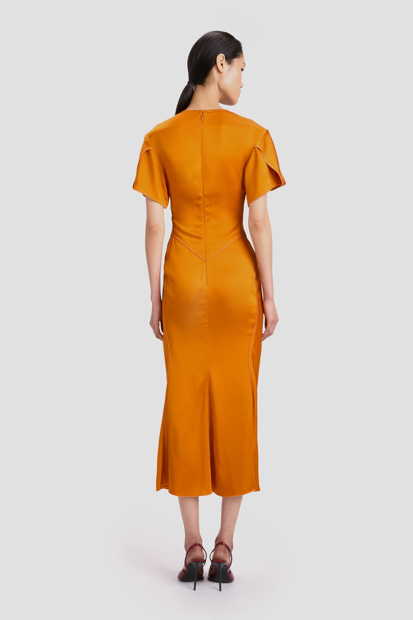 Eve Midi Dress In Sunset Orange