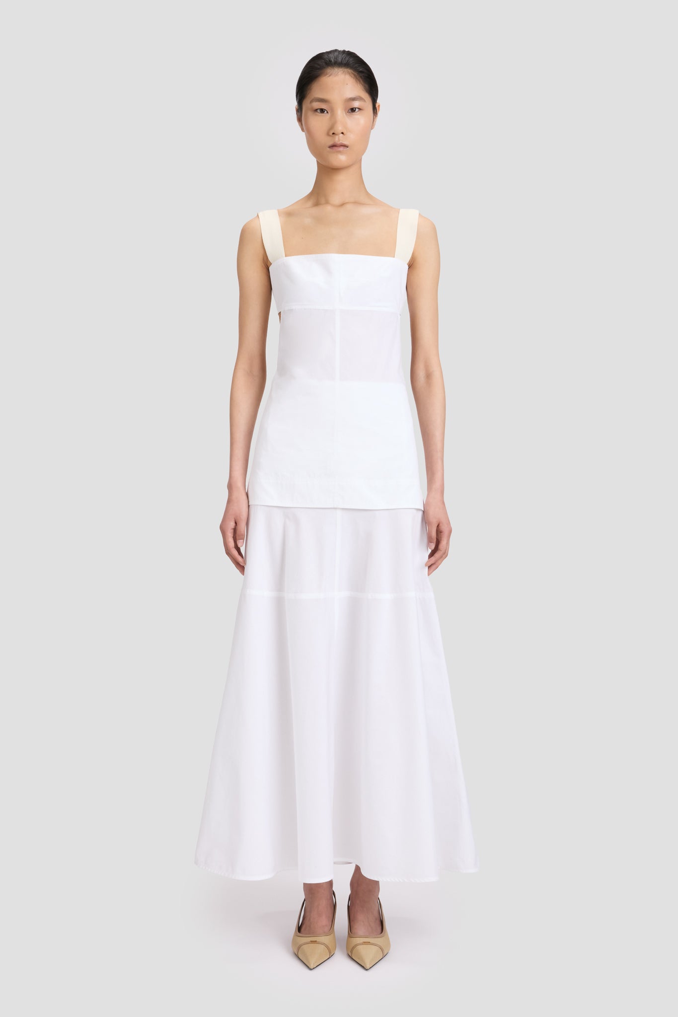 Panelled Maxi Skirt In White