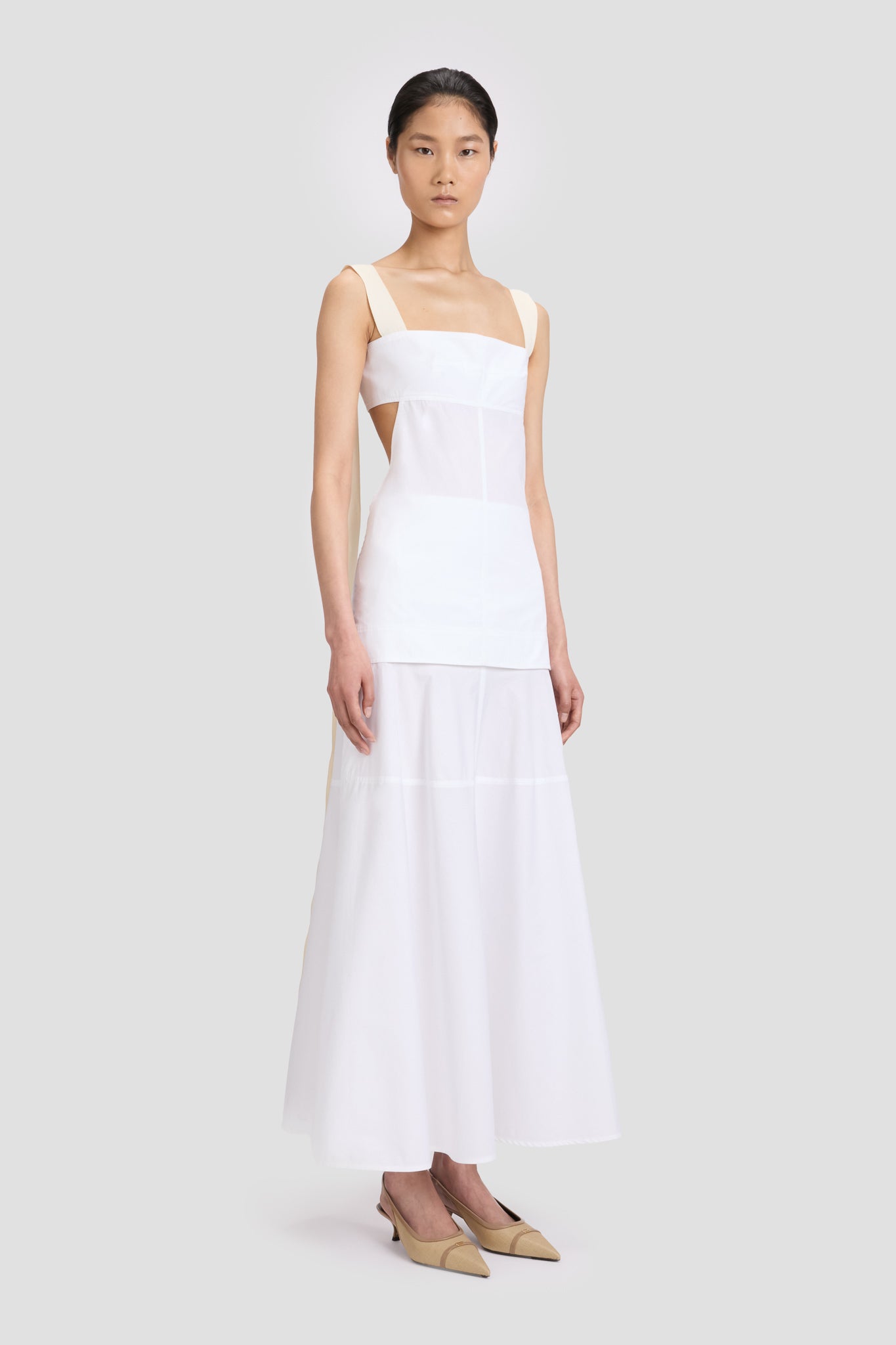 Panelled Maxi Skirt In White