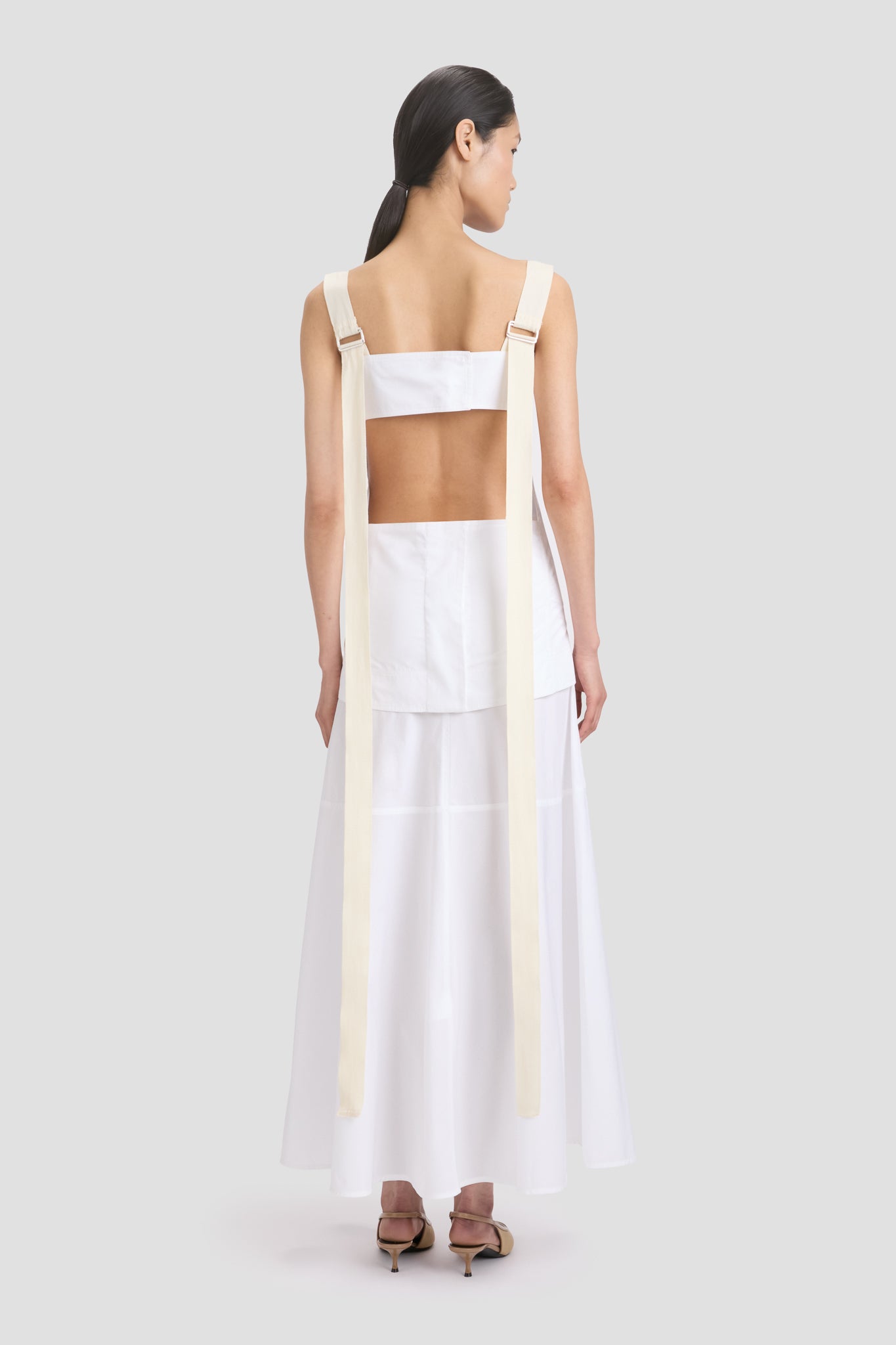Panelled Maxi Skirt In White