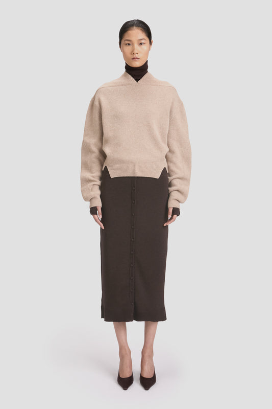 V-Neck Jumper In Sand