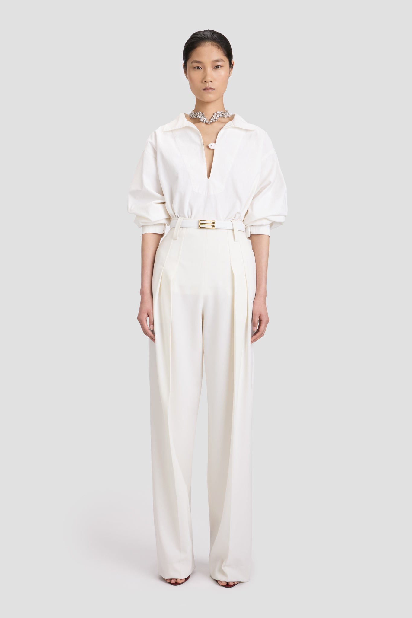 Denim Top In Washed White