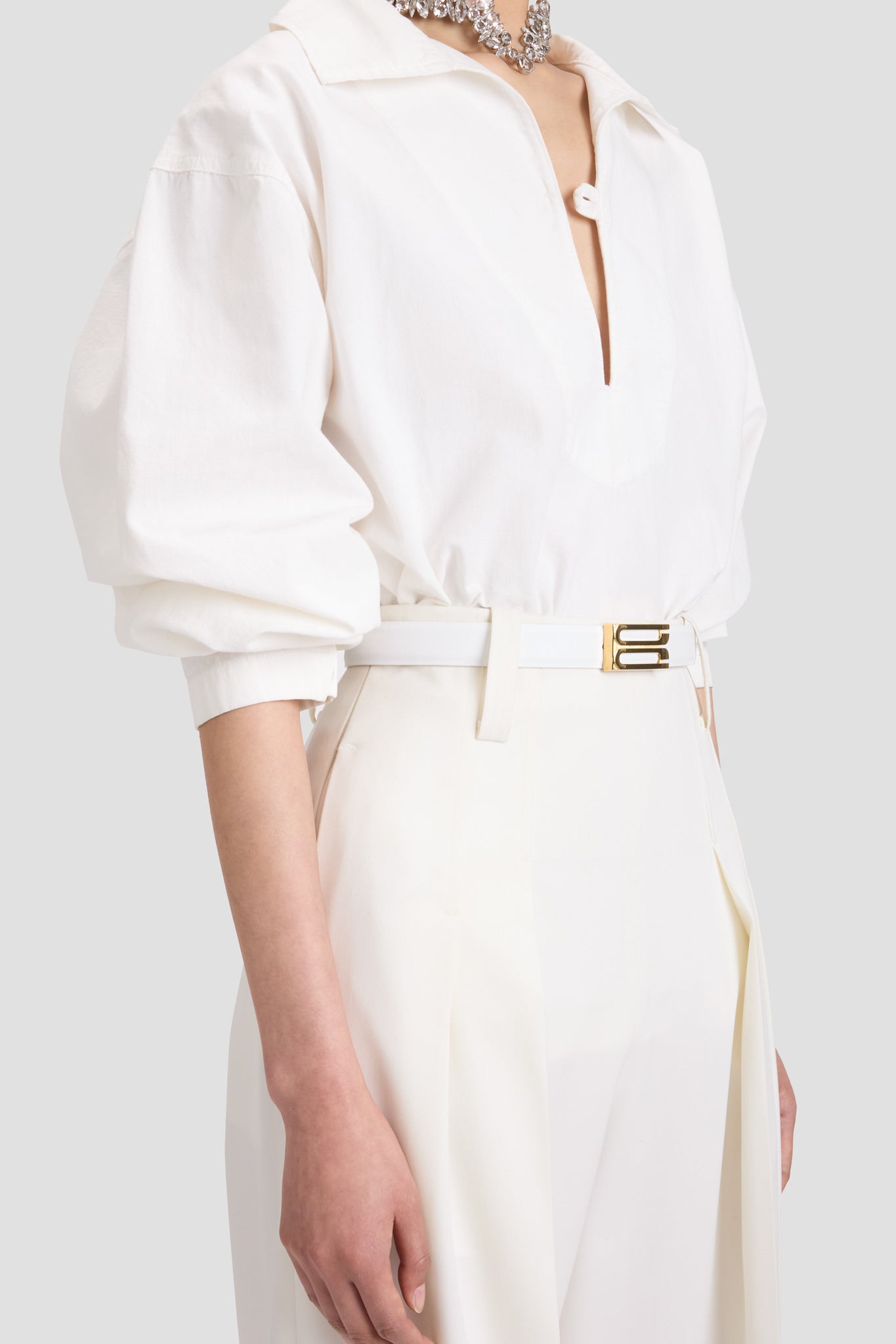 Denim Top In Washed White