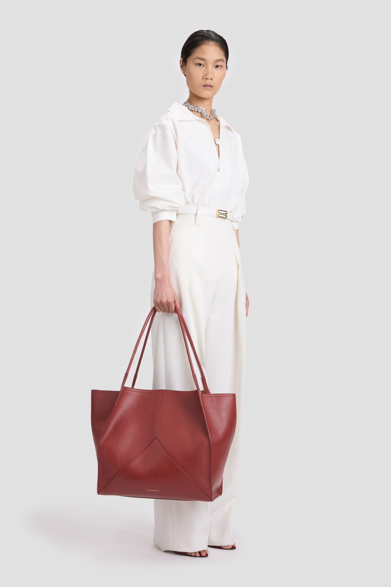 Large Victoria Tote Bag In Brick Red Soft Leather