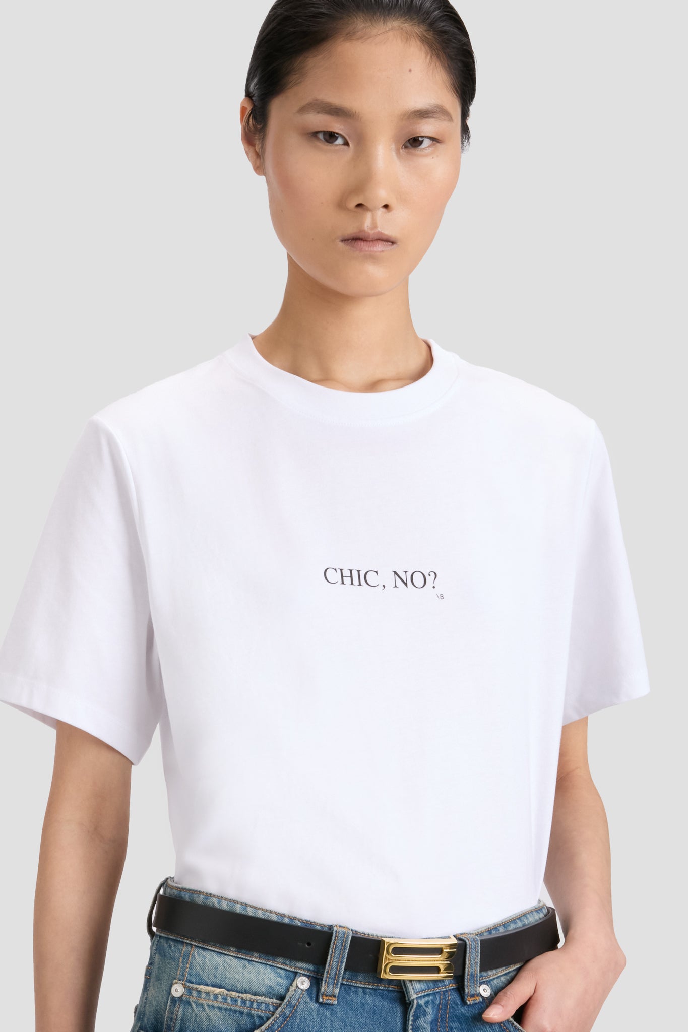 Chic No?' Slogan T-Shirt In White