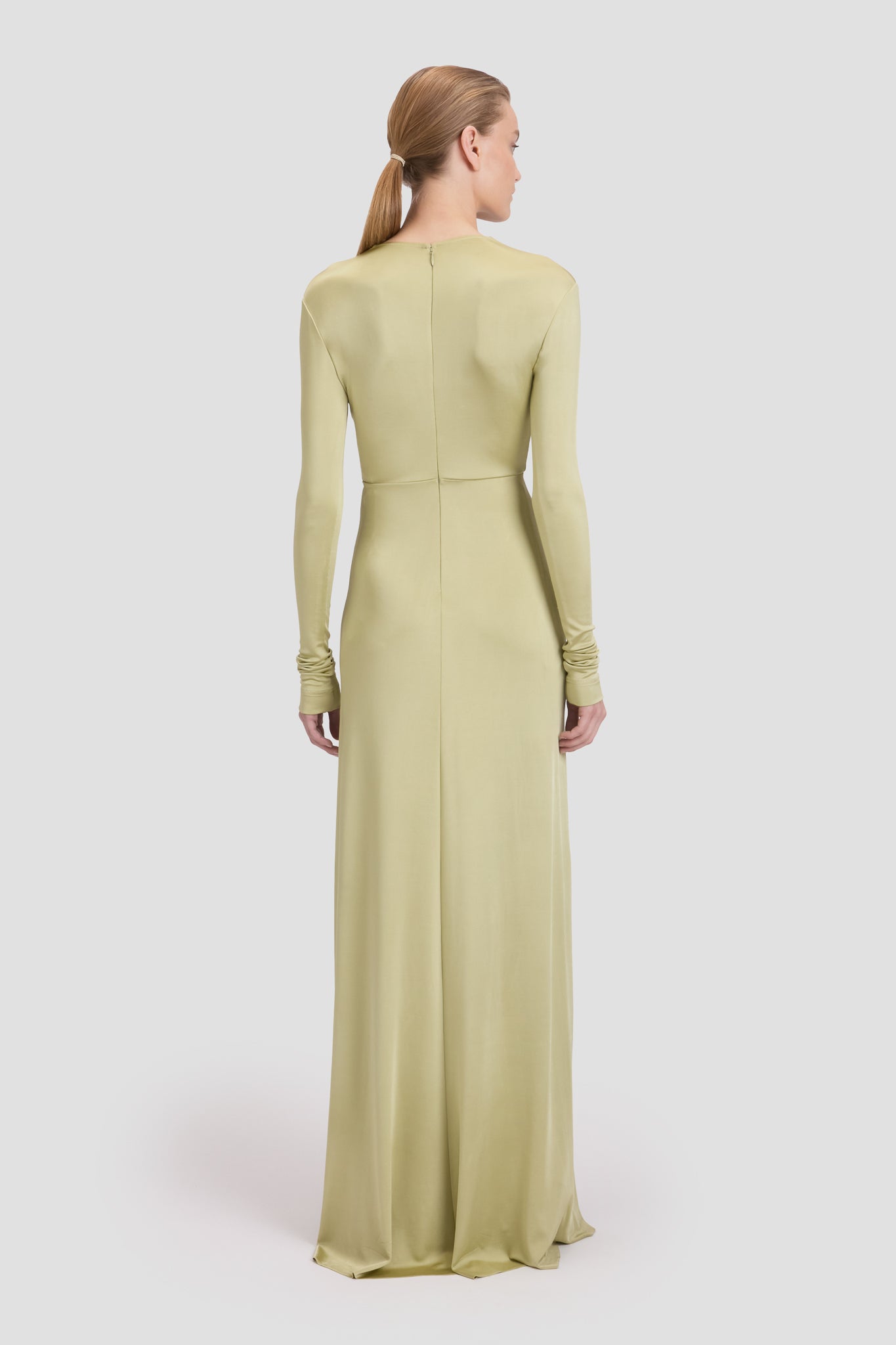 Embellished Deep V-Neck Gown In Pistachio
