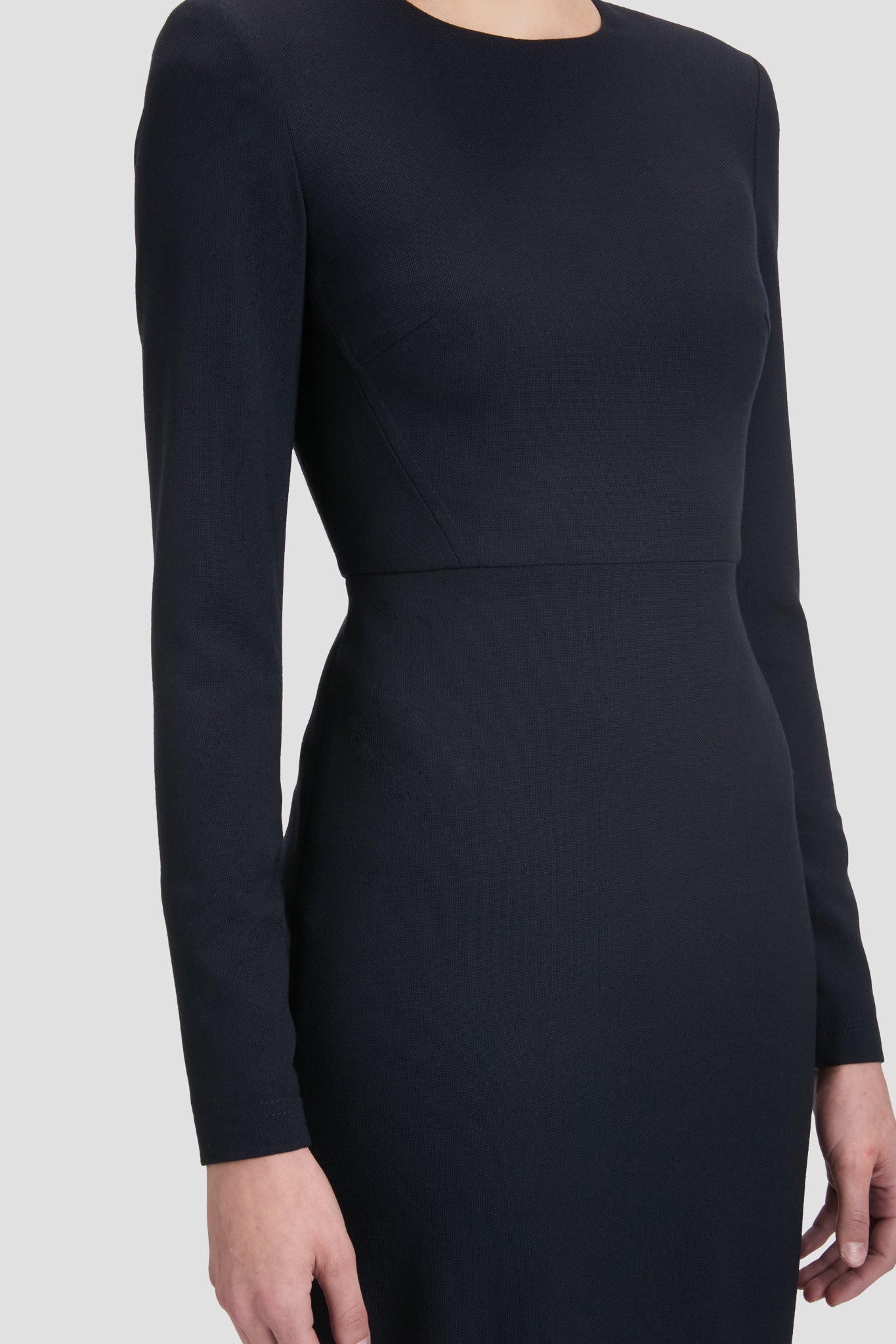 Long Sleeve Fitted T-Shirt Dress In Navy