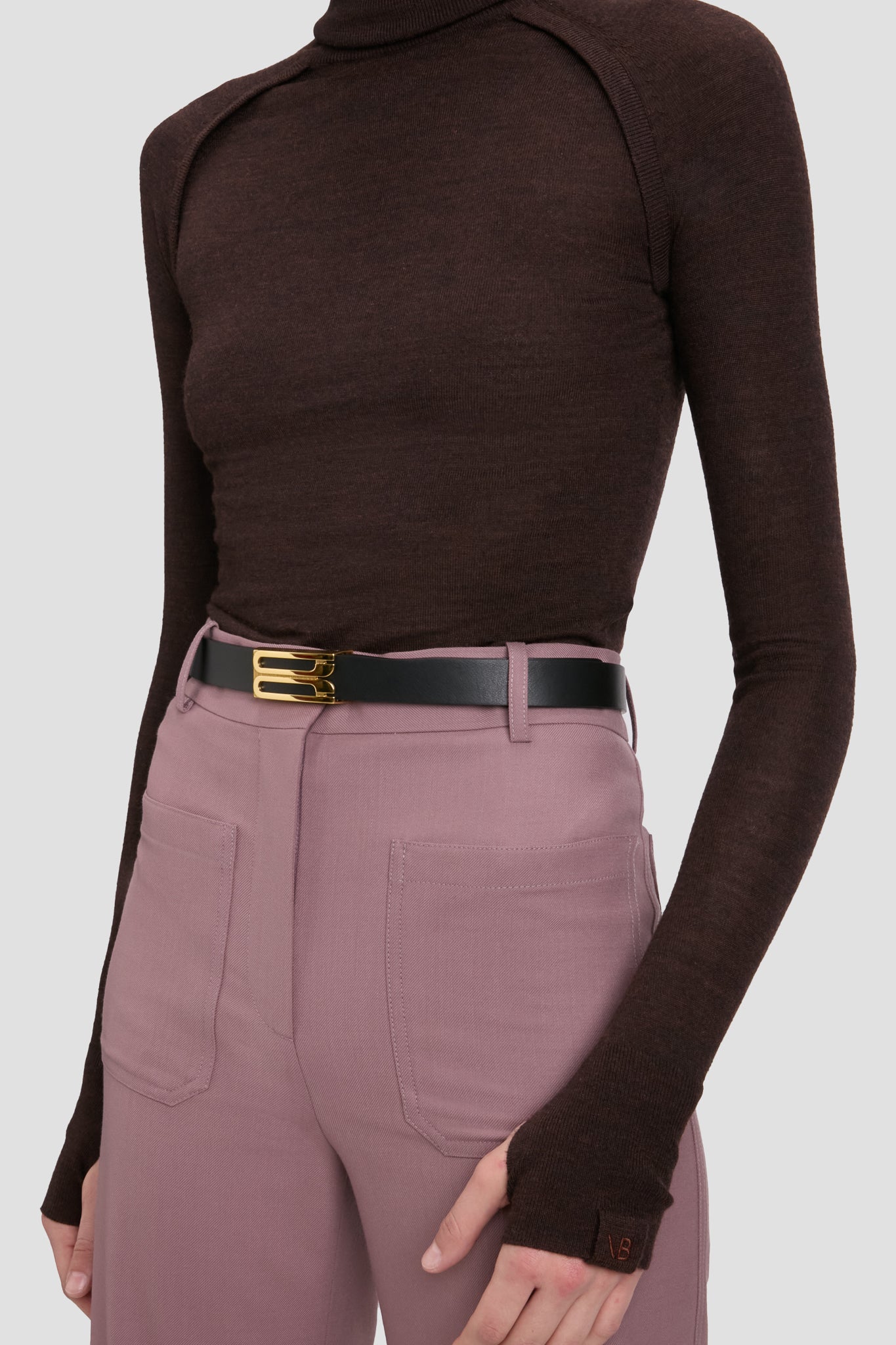 High Neck Top In Dark Chocolate