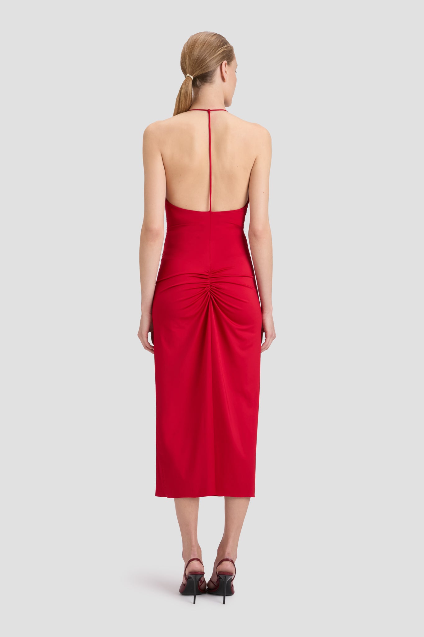 Ruched Cami Midi Dress In Rose