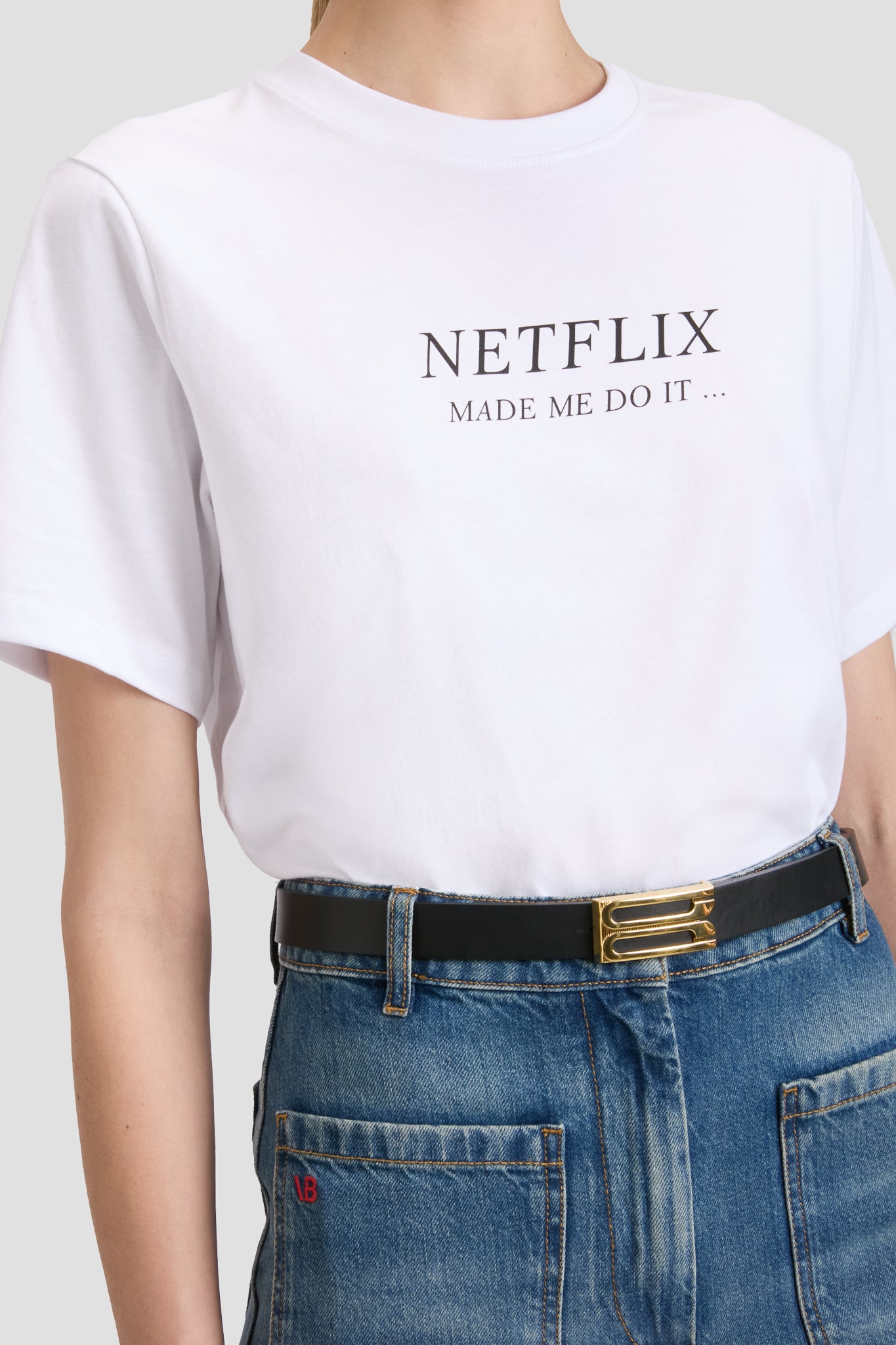 'Netflix Made Me Do It' Slogan T-Shirt In White