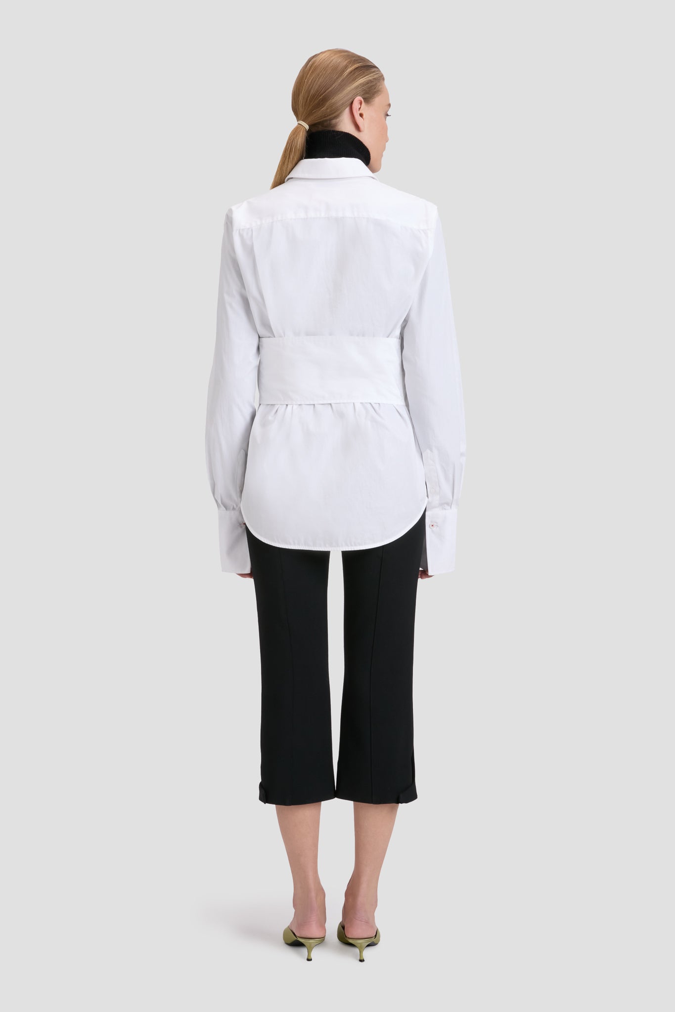 Tab Detail Cropped Trouser In Black