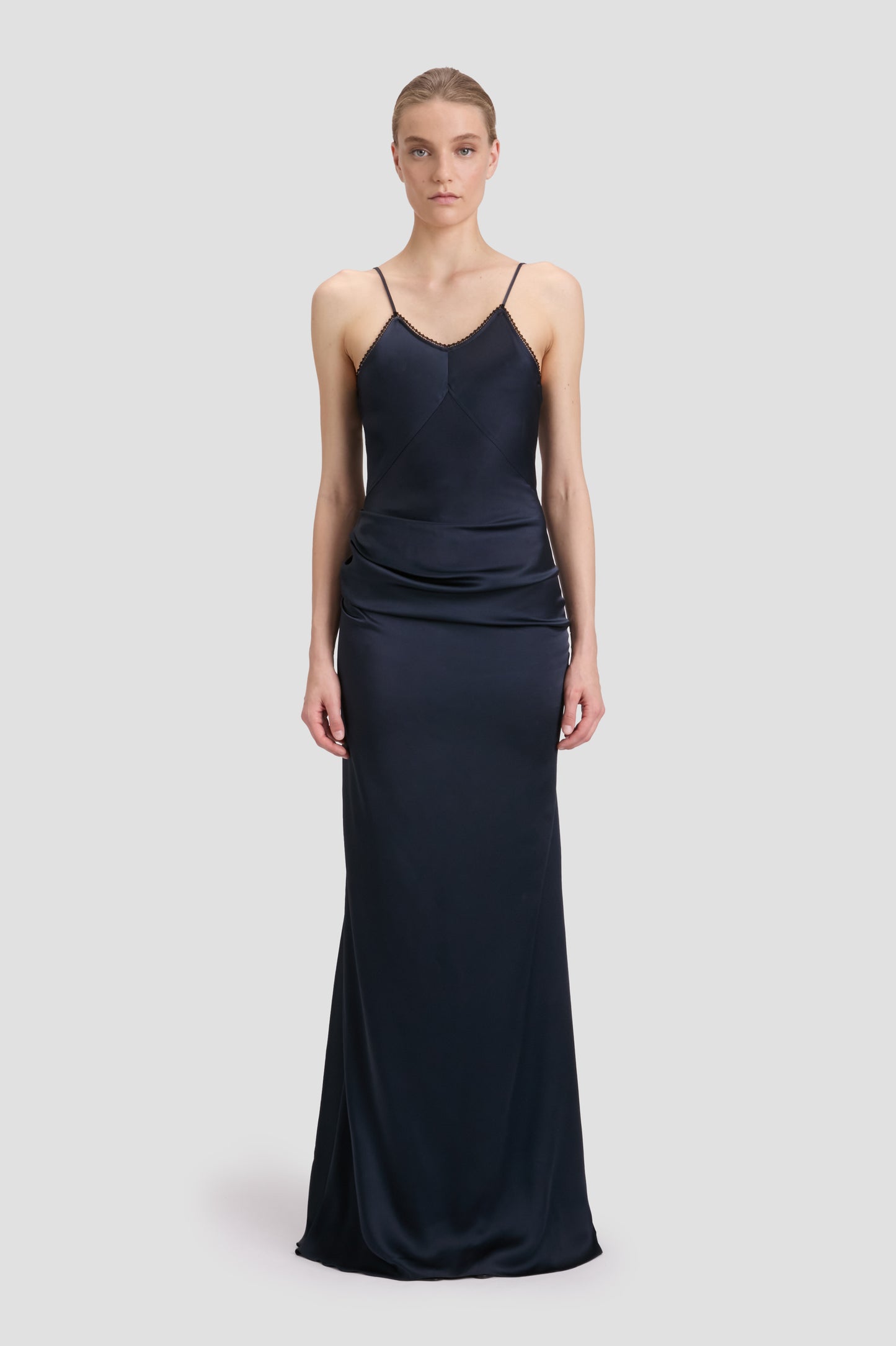 Lace Floor-Length Dress In Midnight