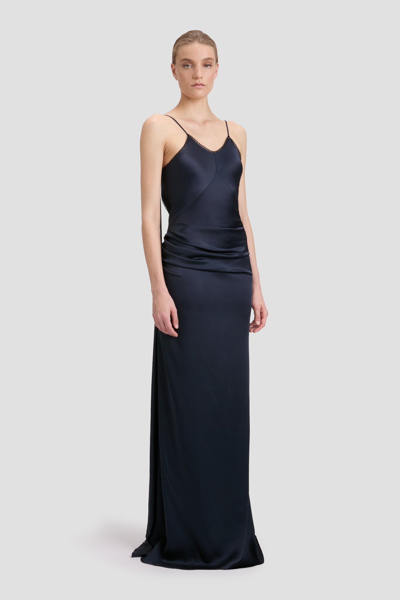 Lace Floor-Length Dress In Midnight