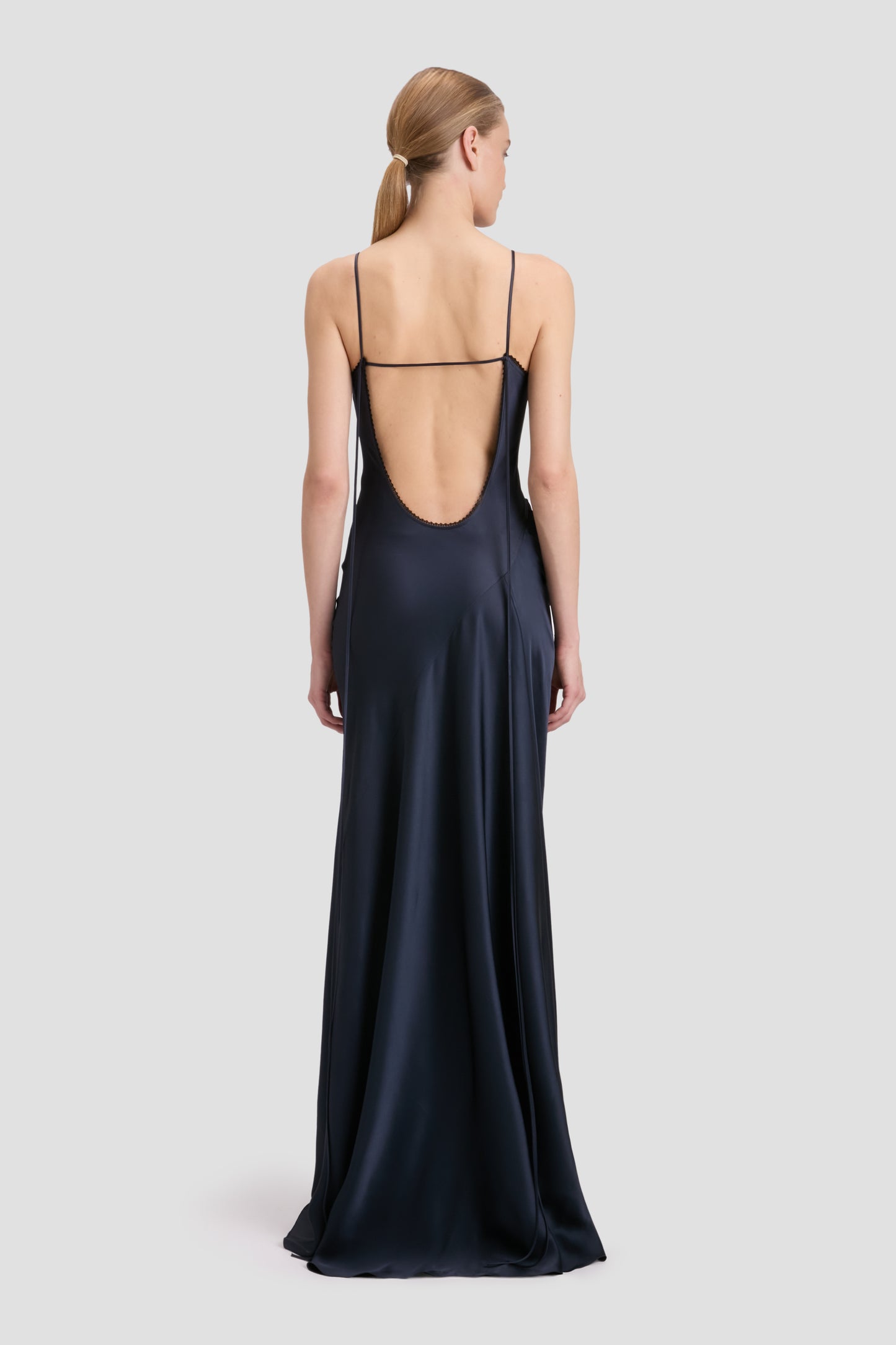 Lace Floor-Length Dress In Midnight
