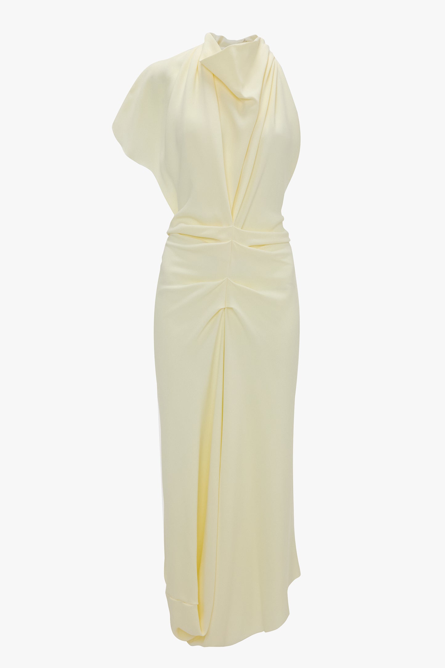 Backless Scarf Detail Midi Dress In Vanilla