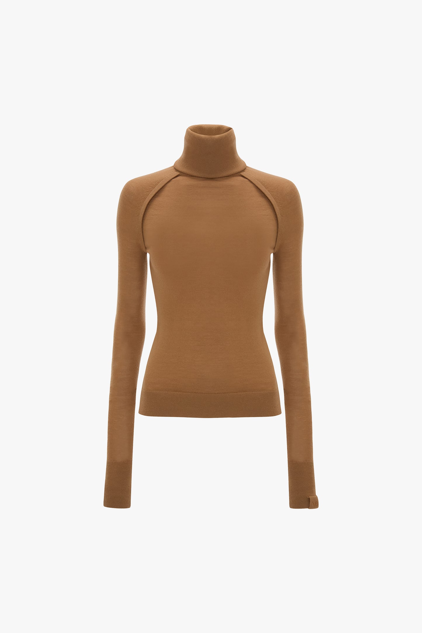 High Neck Top In Dark Camel