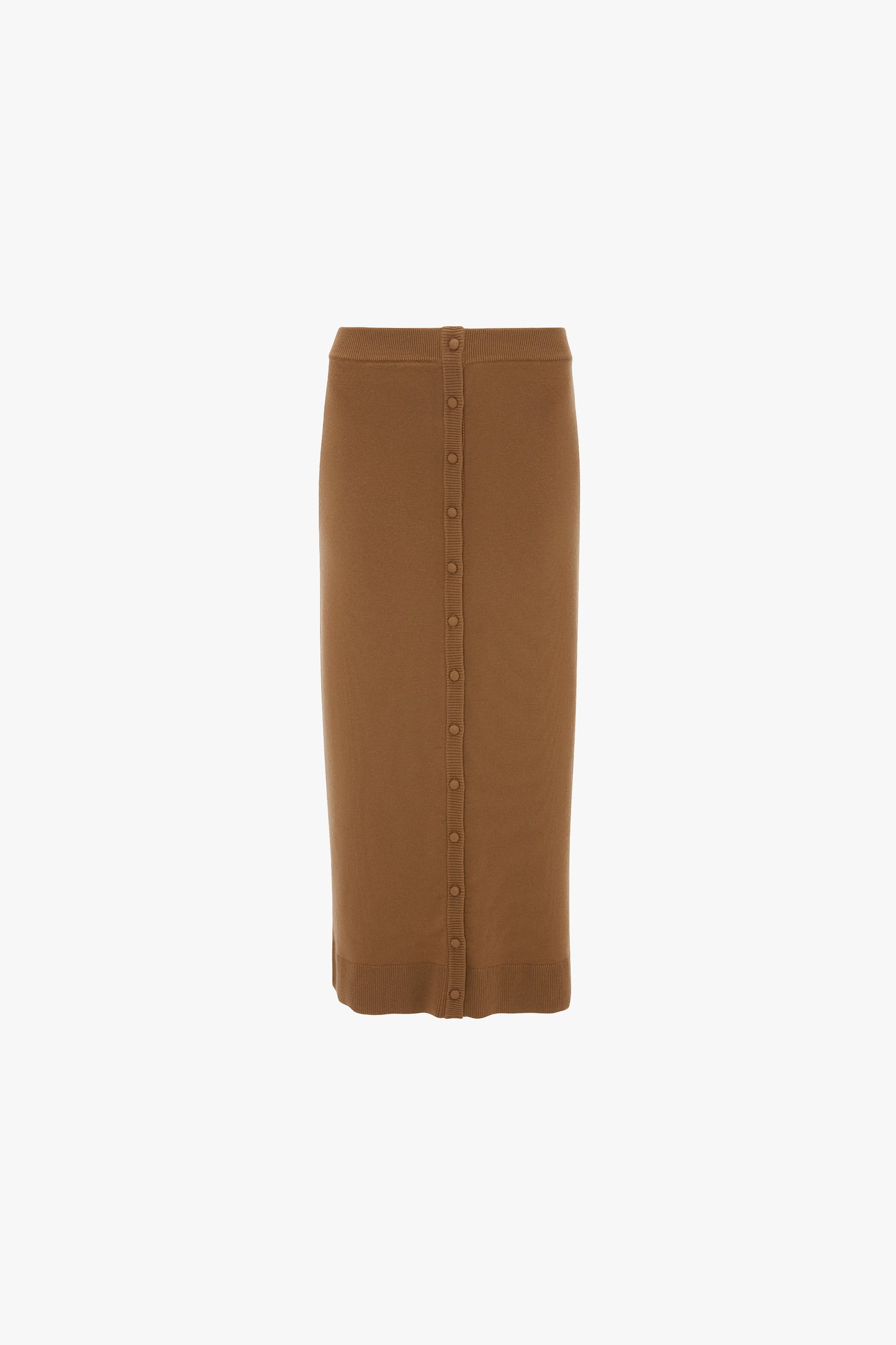 Button Midi Skirt In Camel