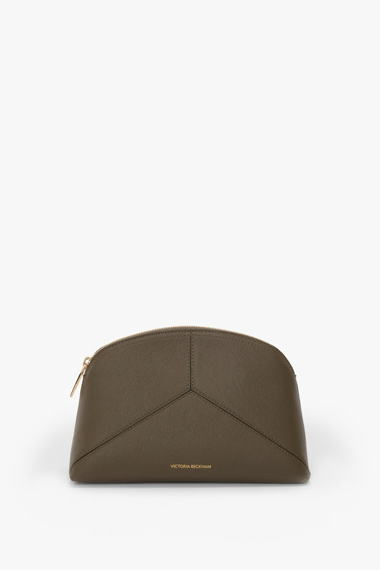 Victoria Large Pouch In Khaki Soft Grained Leather