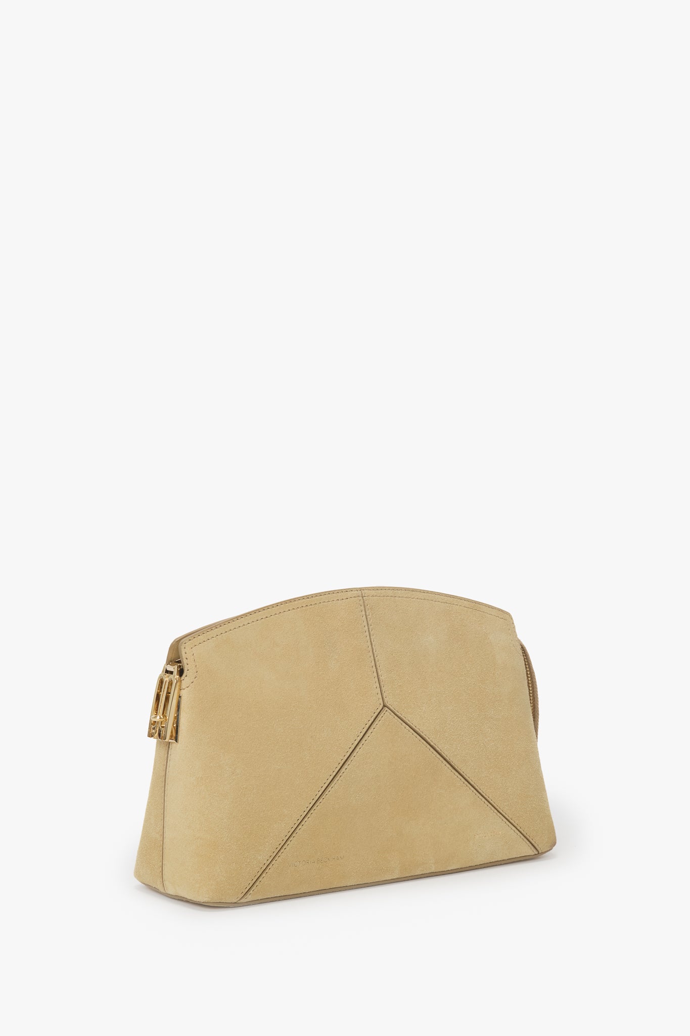 Victoria Clutch Bag In Sand Suede