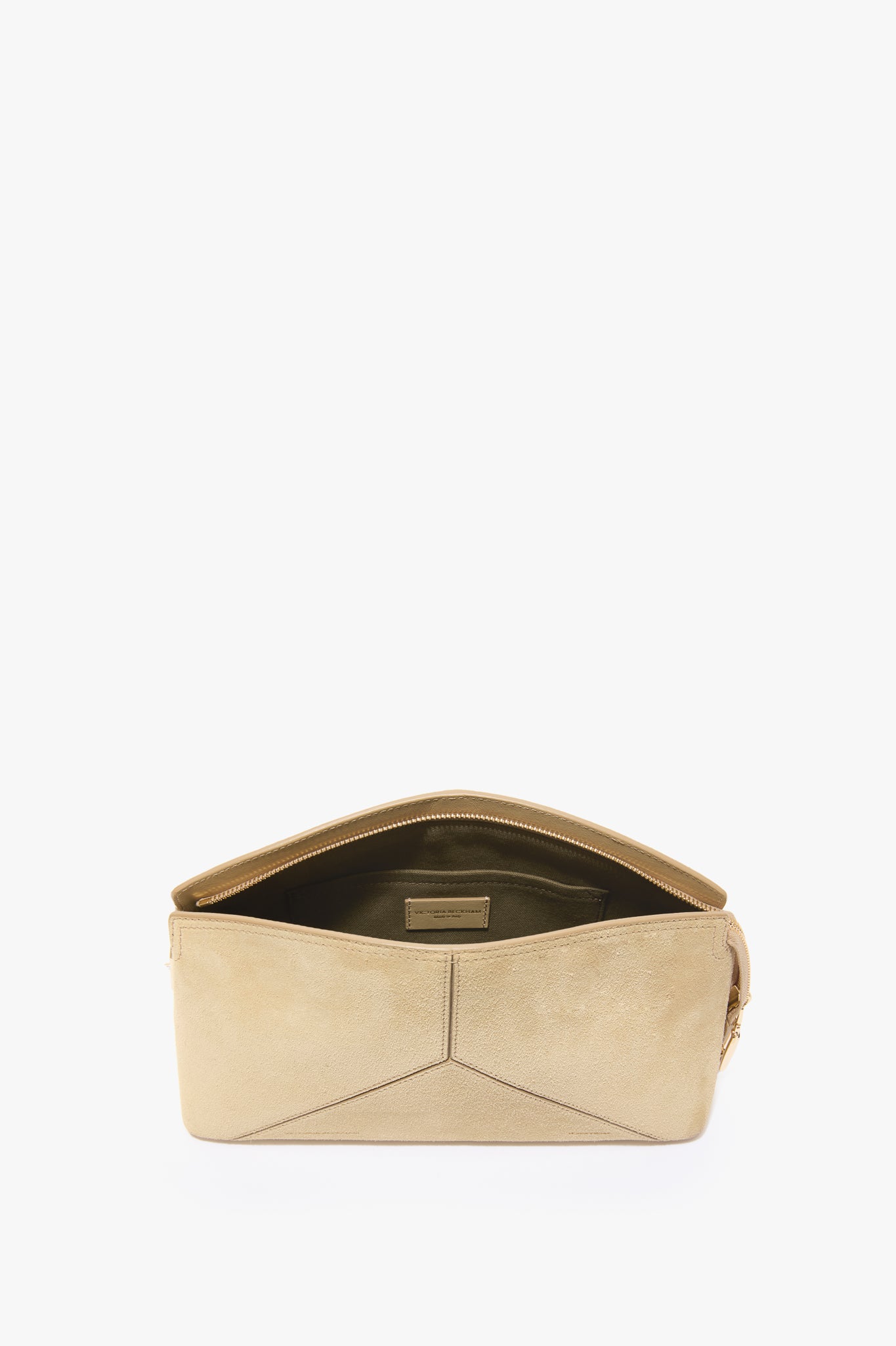 Victoria Clutch Bag In Sand Suede