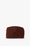 Victoria Clutch Bag In Dark Brown Suede