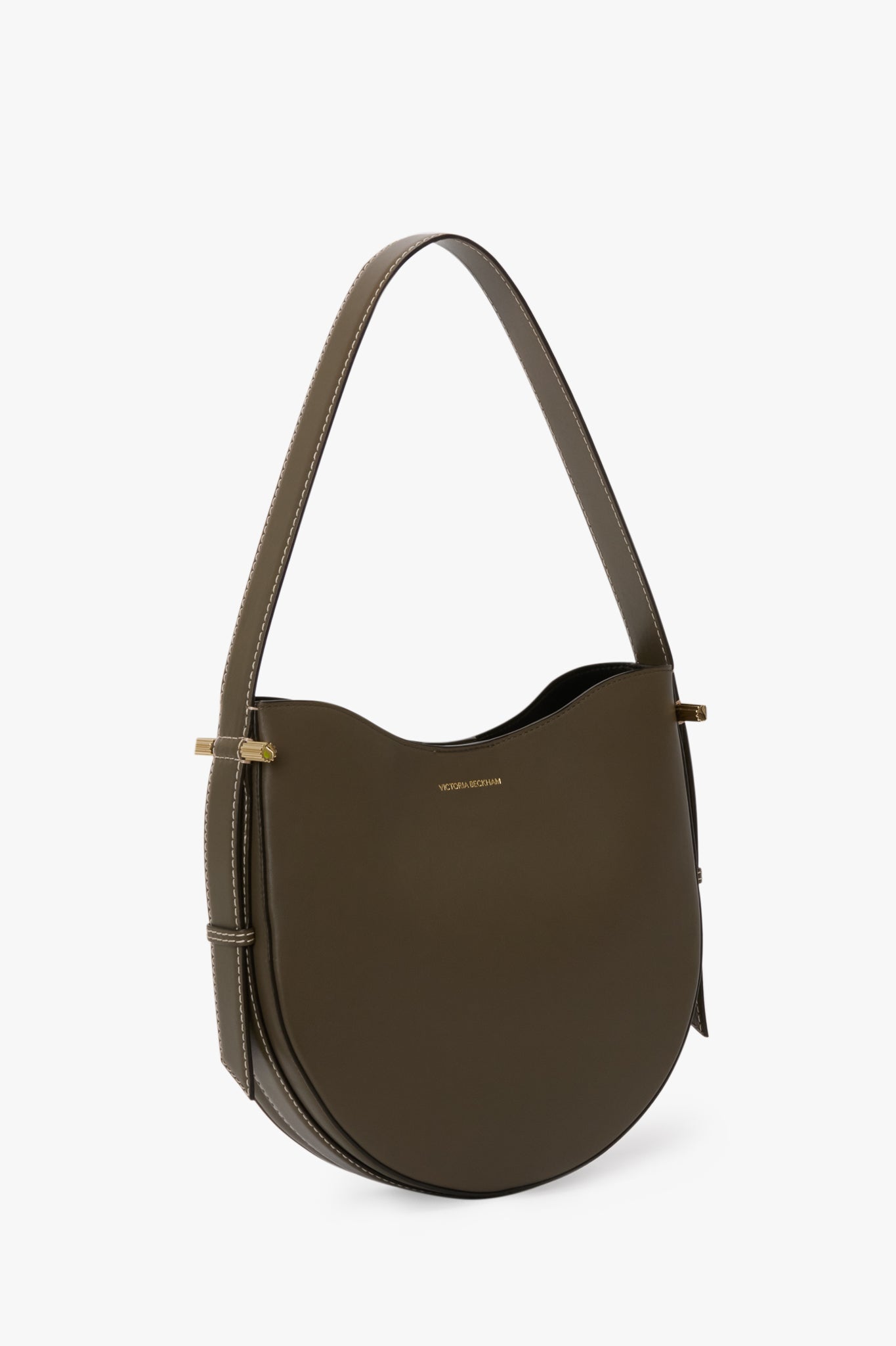 Medium Dia Hobo Bag In Dark Khaki Leather